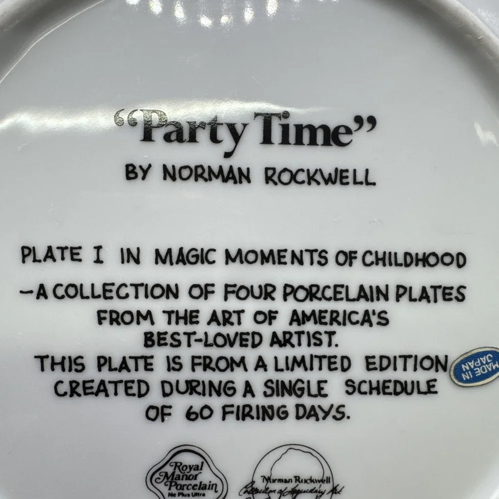 Vintage Party Time By Norman Rockwell Collectible Plate‎